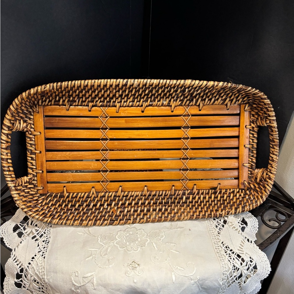 Woven Bamboo Serving Tray - Brown - Picture 7 of 7